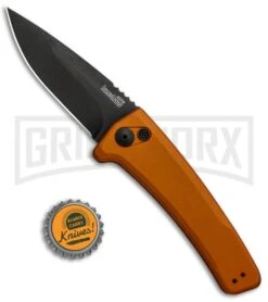 Kershaw Launch 3 Bronze Aluminum Automatic Knife - Black Plain -Kershaw Store Kershaw Launch 3 Auto Bronze Aluminum Black KER7300EBBLK BHQ 91253 jr bottlecap large