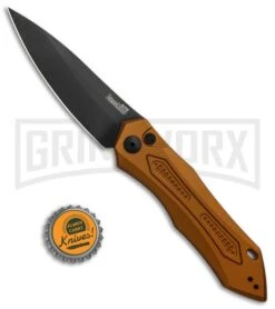 Kershaw Launch 6 Bronze Automatic Knife - Black Plain -Kershaw Store Kershaw Launch 6 Auto Bronze Aluminum Black KER7800EBBLK BHQ 91251 jr bottlecap large