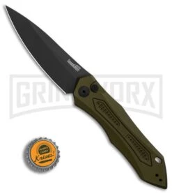 Kershaw Launch 6 OD Green Automatic Knife - Black Plain -Kershaw Store Kershaw Launch 6 Olive Black BHQ 89519 er bottlecap large
