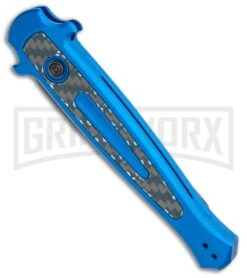 Kershaw Launch 8 Stiletto Automatic Knife Blue/CF (3.5" Stonewash) -Kershaw Store Kershaw Launch 8 Stiletto Auto Blue CF Black BHQ 111460 jr spine large