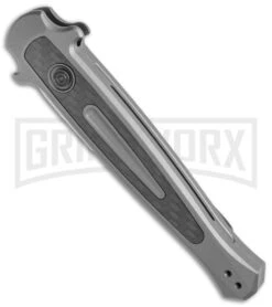 Kershaw Launch 8 Gray Automatic Stilletto Knife - Stonewash Plain -Kershaw Store Kershaw Launch 8 Stiletto Auto Gray CF SW BHQ 94067 jr spine large