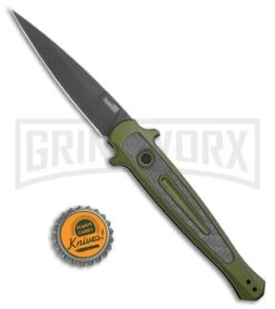 Kershaw Launch 8 Stiletto Automatic Knife Green/CF (3.5" Black) -Kershaw Store Kershaw Launch 8 Stiletto Auto Green CF Black KER7150OLBLK BHQ 109602 jr bottlecap large