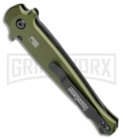 Kershaw Launch 8 Stiletto Automatic Knife Green/CF (3.5" Black) -Kershaw Store Kershaw Launch 8 Stiletto Auto Green CF Black KER7150OLBLK BHQ 109602 jr side large