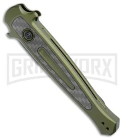 Kershaw Launch 8 Stiletto Automatic Knife Green/CF (3.5" Black) -Kershaw Store Kershaw Launch 8 Stiletto Auto Green CF Black KER7150OLBLK BHQ 109602 jr spine large