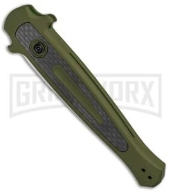 Kershaw Launch 8 Stiletto Automatic Knife Green/CF (3.5" Stonewash) -Kershaw Store Kershaw Launch 8 Stiletto Auto Green CF SW KER7150OLSW BHQ 105833 jr spine large