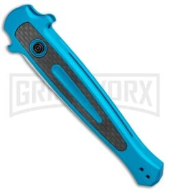Kershaw Launch 8 Stiletto Automatic Knife Teal/CF (3.5" Stonewash) -Kershaw Store Kershaw Launch 8 Stiletto Auto Teal CF SW KER7150TEALSW BHQ 105834 jr spine large