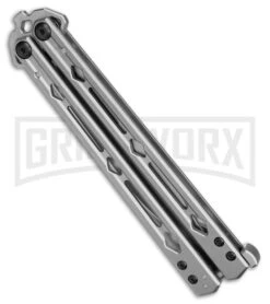 Kershaw Lucha Balisong Butterfly Knife - Stainless Steel Stonewash -Kershaw Store Kershaw Lucha Balisong Butterfly Knife Stainless Steel 4in SW BHQ 105983 td side large