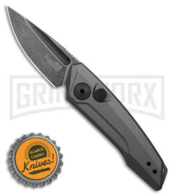 Kershaw Launch 9 Gray Aluminum Automatic Knife - Black SW Plain -Kershaw Store Kershaw launch 9 AK Drop Point Gray Aluminum 2in BSW BHQ 177025 td size large