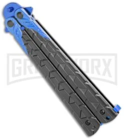 M-Tech Snake Eye Balisong Butterfly Trainer - Black / Blue -Kershaw Store M Tech Snake Eye Balisong Butterfly Trainer Black Blue BUTT PK 1157BL GX 36724 jr side large