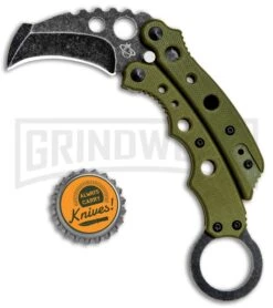 Mantis Vuja De Green G-10 Balisong Karambit Butterfly Knife - Black SW Plain -Kershaw Store Mantis Vuja De Balisong Karambit Crossover Green G 10 Black SW MANMK4GSW BHQ 56614 jr bottlecap large