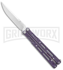 Maxace Banshee V2 Premium Balisong Butterfly Knife Purple G-10 - Satin Plain