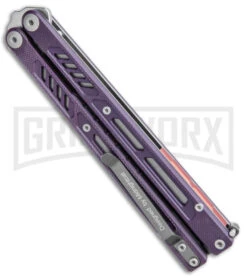 Maxace Banshee V2 Premium Balisong Butterfly Knife Purple G-10 - Satin Plain -Kershaw Store Maxace Banshee V2 Balisong Butterfly Knife Purple G 10 Satin BHQ 140243 jr side large