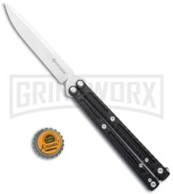 Maxace MidnightCat Obsidian-S Balisong Butterfly Knife Black G-10 - Drop Point -Kershaw Store Maxace Knives Balisong MidnightCat Black G 10 Satin Bowie MCOS04 GX 36838 jr bottlecap large