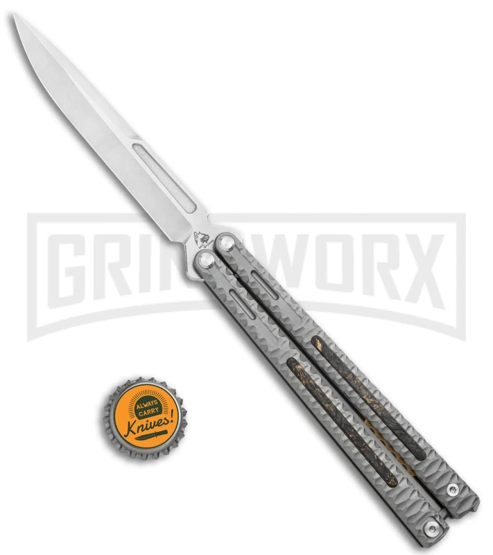 Maxace Knives Balisong Obsidian Titanium Handles CF Inlay (4" Satin) 7 Maxace Knives Balisong Obsidian Titanium Handles CF Inlay (4" Satin) - Image 5