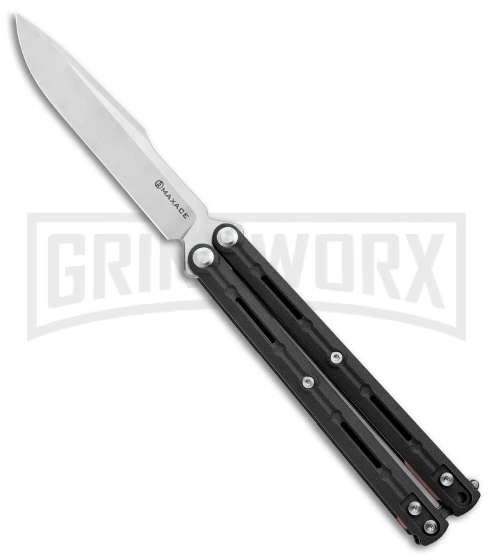 Maxace Knives Balisong Serpent Striker II Black G-10 - Satin Drop Point Plain 3 Maxace Knives Balisong Serpent Striker II Black G-10 - Satin Drop Point Plain