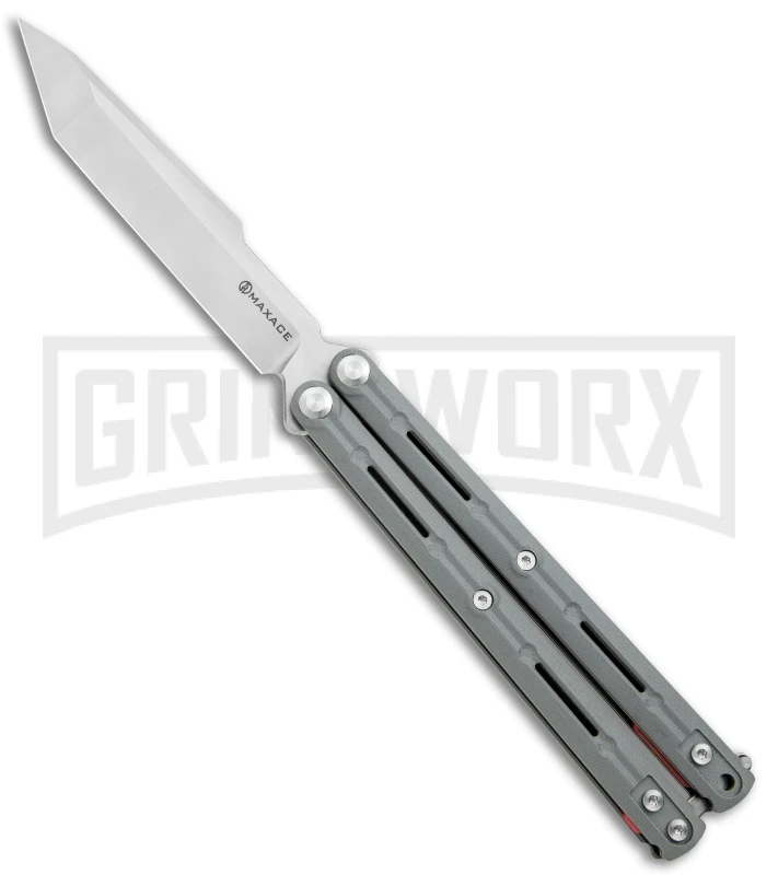 Maxace Knives Balisong Serpent Striker II Gray G-10 - Satin Tanto Plain 3 Maxace Knives Balisong Serpent Striker II Gray G-10 - Satin Tanto Plain