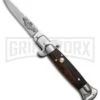 9" Medteh Dark Wood Russian Stiletto Automatic Knife - Satin Plain