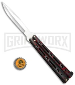 Mega Flick XL Red Balisong Butterfly Knife - Satin Plain -Kershaw Store Mega Flick XL Balisong Butterfly Red M 132 RE BP 19709 jr bottlecap large