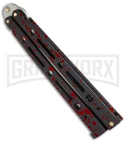 Mega Flick XL Red Balisong Butterfly Knife - Satin Plain -Kershaw Store Mega Flick XL Balisong Butterfly Red M 132 RE BP 19709 jr side large