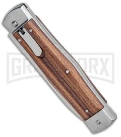 Mikov 241 Predator Double Bolster Dark Wood Automatic Leverlock Knife -Kershaw Store Mikov 241 Predator Double Bolster LL Auto Wood Polish BHQ 74898 jr spine large