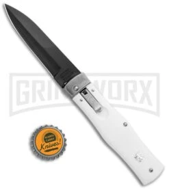 Mikov 241 Predator ABS White Automatic Lever Lock Knife - Black Bayo -Kershaw Store Mikov 241 Predator LL Auto ABS White Black Bayo BHQ 102913 jr bottlecap large