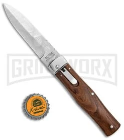 Mikov 241 Predator Cocobolo Automatic Lever Lock Knife - Bayo Damascus -Kershaw Store Mikov 241 Predator LL Bayo Auto Cocovolo Damascus BHQ 104155 jr bottlecap large