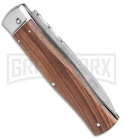Mikov 241 Predator Cocobolo Automatic Lever Lock Knife - Bayo Damascus -Kershaw Store Mikov 241 Predator LL Bayo Auto Cocovolo Damascus BHQ 104155 jr side large