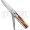 Mikov 241 Predator Stag Horn Lever Lock Automatic Knife W/ Saw - Polish Plain 1 Mikov 241 Predator Stag Horn Lever Lock Automatic Knife W/ Saw - Polish Plain -Kershaw Store Mikov 241 Predator Lever Lock Automatic Knife w Saw Stag horn 3in Polish BHQ 174804 td large