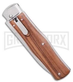 Mikov 241 Predator Wood Automatic Leverlock Knife Pocket Clip -Kershaw Store Mikov 241 Predator Leverlock Automatic Knife Wood 3.75 Polish Pocket Clip BHQ 126457 LS Spine large