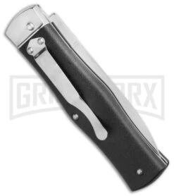 Mikov Predator ABS Black Automatic Lever Lock Knife - Dagger Pocket Clip -Kershaw Store Mikov Predator Leverlock Dagger Automatic Knife Black 3.75 Polish Pocket Clip BHQ 117831 LS Side large