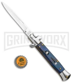 Milano Italian Style Stiletto Blue Automatic Knife - Bayonet -Kershaw Store Milano Italian Style Blue Auto Bayo GBS 016BL GX 15721 jr bottlecap large