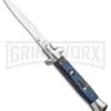 Milano Italian Style Stiletto Blue Automatic Knife - Bayonet -Kershaw Store Milano Italian Style Blue Auto Bayo GBS 016BL GX 15721 jr large