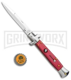 Milano Italian Style Stiletto Red Automatic Knife - Bayonet 11 Milano Italian Style Stiletto Red Automatic Knife - Bayonet -Kershaw Store Milano Italian Style Red Auto Bayo GBS 013RD GX 34291 jr bottlecap large