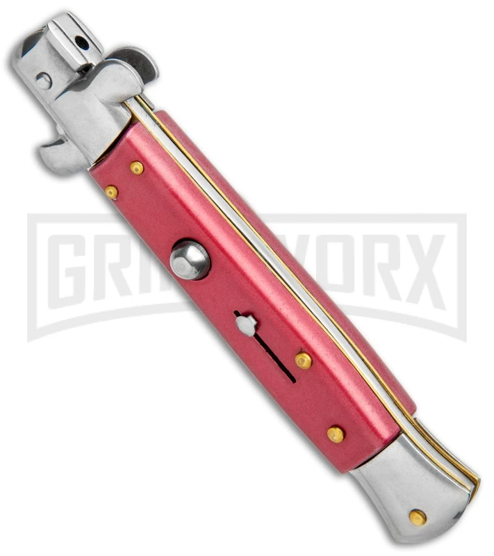 Milano Italian Style Stiletto Red Automatic Knife - Bayonet 4 Milano Italian Style Stiletto Red Automatic Knife - Bayonet - Image 2