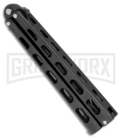 Monarch Integral Black Balisong Butterfly Knife - Black Plain -Kershaw Store Monarch Integral Black Balisong Butterfly Black BA1004BK BP 25387 jr side large