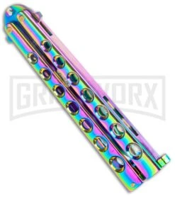 Monarch Rainbow Spectrum Balisong Butterfly Knife - Spectrum Plain -Kershaw Store Monarch Rainbow Spectrum Balisong Butterfly Spectrum GX 10961 jr side large