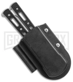 Morphite Black Pocket Balisong Butterfly Knife - Bead Blast Plain -Kershaw Store Morphite Black pocket bali bb plain BP 12282 er sheath large