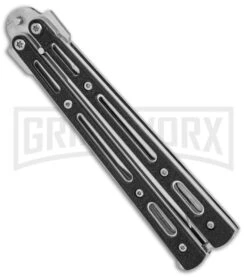 Morphite Black Pocket Balisong Butterfly Knife - Bead Blast Plain -Kershaw Store Morphite Black pocket bali bb plain BP 12282 er spine large