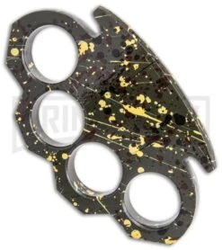 PANTHER Fat Boy Paper Weight Knuckles (Gold Speckled- OD Green Coated) -Kershaw Store Paper Weight Knuckles OD Green Speckled GX 37996 jr side large