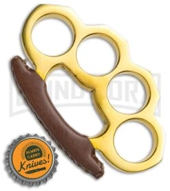 PANTHER Paper Weight Knuckles (Brass W/Leather Handle Cover) 9 PANTHER Paper Weight Knuckles (Brass W/Leather Handle Cover) -Kershaw Store Paper Weight Knuckles Tan Brass GX 37997 jr bottlecap large