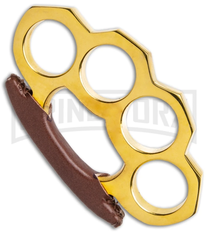 PANTHER Paper Weight Knuckles (Brass W/Leather Handle Cover) 4 PANTHER Paper Weight Knuckles (Brass W/Leather Handle Cover) - Image 2