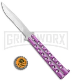 Light Purple Balisong Butterfly Knife - Satin Plain -Kershaw Store Pink Balisong Butterfly Satin Plain GX 37427 jr bottlecap large