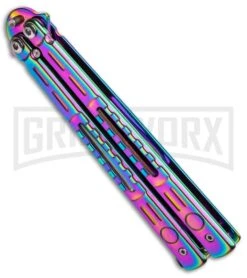 Chalkhill Balisong Spectrum Butterfly Knife - Skeletonized Handles -Kershaw Store Rainbow Balisong Butterfly Knife GX 37605 td side large
