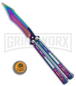 Chalkhill Balisong Spectrum Butterfly Knife - Skeletonized Handles -Kershaw Store Rainbow Balisong Butterfly Knife GX 37605 td size large