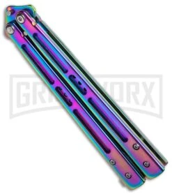 Rainbow Balisong Butterfly Knife -Kershaw Store Rainbow Balisong Butterfly Knife GX 37610 td side large
