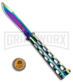 Monarch Integral Black Balisong Butterfly Knife - Spectrum Plain 9 Monarch Integral Black Balisong Butterfly Knife - Spectrum Plain -Kershaw Store Rainbow Balisong Butterfly Knife GX 37611 td size large