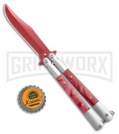 Regal Flipper Red Swirl Balisong Butterfly Knife - Green Plain 9 Regal Flipper Red Swirl Balisong Butterfly Knife - Green Plain -Kershaw Store Red Swirl Balisong CP Butterfly Red GX 40649 jr bottlecap large