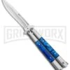 Regal Blue Swirl Balisong Butterfly Knife - Satin Serr -Kershaw Store Regal Flipper Balisong Blue Acrylic Butterfly Satin Serr GC30MBL GX 31276 jr large