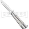 Regal Flipper White Swirl Balisong Butterfly Knife - Satin Plain -Kershaw Store Regal Flipper White Swirl Balisong Butterfly Satin BHQ 177230 jr large