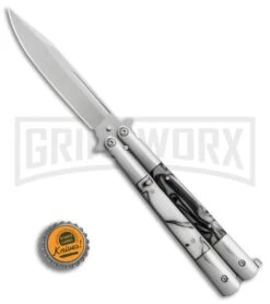 Regal Flipper Balisong Marble Acrylic Butterfly Knife - Satin Plain -Kershaw Store Regal Flipper marble acrylic satin plain BP 22488 er bottlecap large